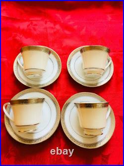 $120 NEW Set of 4 Noritake Crestwood Platinum China Teacup & Saucer