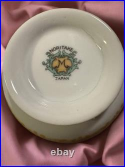 (12) Set Noritake Rodena Green Trim Gold Accents Roses Double Handle Soup Saucer
