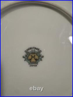 (12) Set Noritake Rodena Green Trim Gold Accents Roses Double Handle Soup Saucer