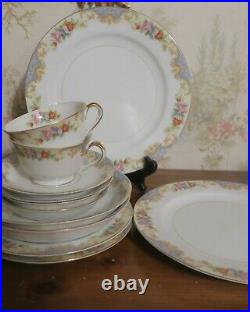 12 pc Blue Vintage Noritake Imperial China Service for 2 Starter Dinnerware Set