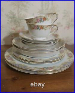 12 pc Blue Vintage Noritake Imperial China Service for 2 Starter Dinnerware Set