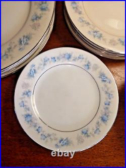 16 pc Noritake Japan Ivory SPLENDOR 7235 Blue Lilac Floral Silver Dinnerware Set