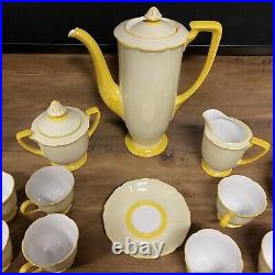 17 Pc. Noritake Morimura M Mark Coffee Tea Chocolate Pot Set Yellow and White