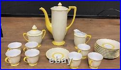 17 Pc. Noritake Morimura M Mark Coffee Tea Chocolate Pot Set Yellow and White