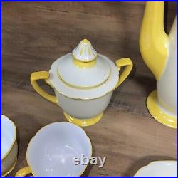 17 Pc. Noritake Morimura M Mark Coffee Tea Chocolate Pot Set Yellow and White