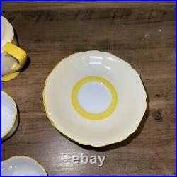 17 Pc. Noritake Morimura M Mark Coffee Tea Chocolate Pot Set Yellow and White