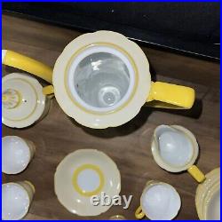 17 Pc. Noritake Morimura M Mark Coffee Tea Chocolate Pot Set Yellow and White