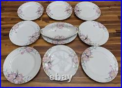 1920s Noritake Nippon Handpainted China 10pc Set in Azalea pattern, Japan, EUC