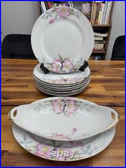 1920s Noritake Nippon Handpainted China 10pc Set in Azalea pattern, Japan, EUC