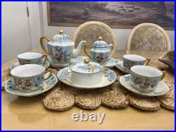 1925 Noritake Nippon Porcelain Hand Painted Forget-Me-Not Flower Tea Set Signed