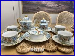 1925 Noritake Nippon Porcelain Hand Painted Forget-Me-Not Flower Tea Set Signed