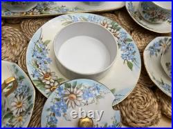 1925 Noritake Nippon Porcelain Hand Painted Forget-Me-Not Flower Tea Set Signed