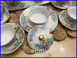 1925 Noritake Nippon Porcelain Hand Painted Forget-Me-Not Flower Tea Set Signed