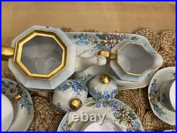 1925 Noritake Nippon Porcelain Hand Painted Forget-Me-Not Flower Tea Set Signed