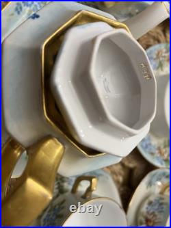 1925 Noritake Nippon Porcelain Hand Painted Forget-Me-Not Flower Tea Set Signed