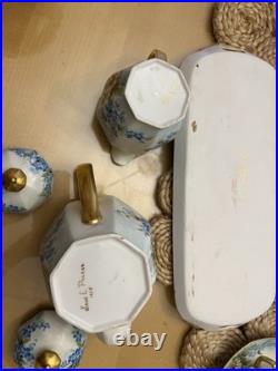 1925 Noritake Nippon Porcelain Hand Painted Forget-Me-Not Flower Tea Set Signed
