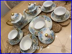 1925 Noritake Nippon Porcelain Hand Painted Forget-Me-Not Flower Tea Set Signed