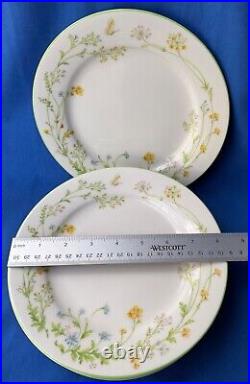 1970's Noritake Ivory China 7191 Reverie SALAD Plates Green Trim 8 1/4 Set of 6