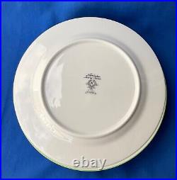 1970's Noritake Ivory China 7191 Reverie SALAD Plates Green Trim 8 1/4 Set of 6