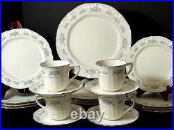 20 Pc Noritake Southern Lace Service Dish Set for 4 Bone China Ivory Fluted