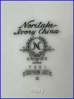 20 Pc Noritake Southern Lace Service Dish Set for 4 Bone China Ivory Fluted