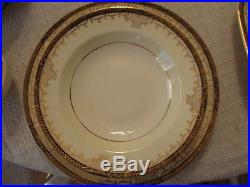 20 Pc Set /Steubenville China Four 5Pc Place Settings Ivory Black and Gold Rims