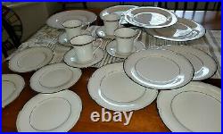20 piece Noritake China Place Settings, Sterling Cove #7720, Silver & Ivory