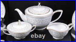 (21pc) NORITAKE 6933 SHARLENE Fine Bone China Dinnerware LUNCHEON SET Tea Pot