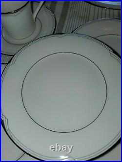 25 piece Noritake China Place Settings, Sterling Cove #7720, Silver & Ivory