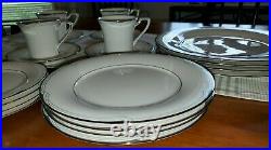 25 piece Noritake China Place Settings, Sterling Cove #7720, Silver & Ivory