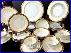 27 Pc Noritake Goldkin Set for 4 Bone China White Antique Gold