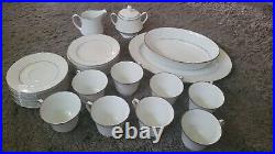 28pc. Noritake Ranier 6609 Japan Fine China Set White with Embossed Flowers