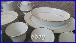 28pc. Noritake Ranier 6609 Japan Fine China Set White with Embossed Flowers
