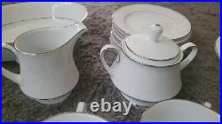 28pc. Noritake Ranier 6609 Japan Fine China Set White with Embossed Flowers