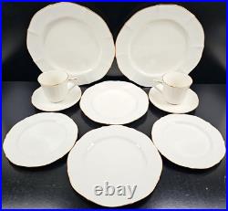 (2) Noritake Chandon 5 Pc Place Settings White Floral Gold Trim Elegant Dish Lot