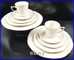 (2) Noritake Chandon 5 Pc Place Settings White Floral Gold Trim Elegant Dish Lot
