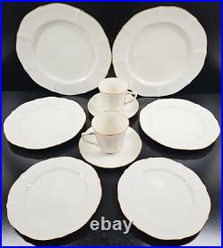 (2) Noritake Chandon 5 Pc Place Settings White Floral Gold Trim Elegant Dish Lot