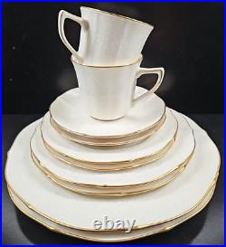 (2) Noritake Chandon 5 Pc Place Settings White Floral Gold Trim Elegant Dish Lot