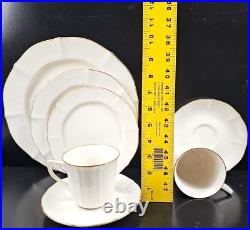 (2) Noritake Chandon 5 Pc Place Settings White Floral Gold Trim Elegant Dish Lot