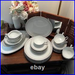 35 P Noritake Fine China Vintage Dinnerware Leslie Japan Serves 7 EUC Platinum