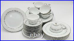 35pc Noritake Crestmont China Dinnerware Partial Set 6013 platinum gray