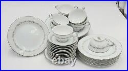 35pc Noritake Crestmont China Dinnerware Partial Set 6013 platinum gray