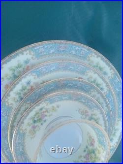 36 Pc Rose China (Noritake) UnUsed 6set Occupied Japan Flowers 1940's Blueavable