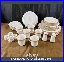 37pc Noritake China Set Golden Cove Service for 6 +Extras Understated Elegance