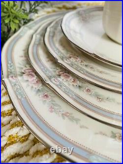 39 PC Set Noritake Ivory China Rothschild 7293 Japan Blue Pink Floral Platinum