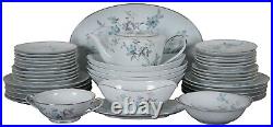 39 Pc Vintage Noritake Lorene China Dinnerware Set 5764 Blue Floral