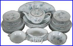 39 Pc Vintage Noritake Lorene China Dinnerware Set 5764 Blue Floral