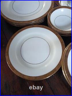4 Complete 7 Piece Place Settings Noritake Goldkin Fine China Gold Trim VGC