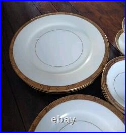 4 Complete 7 Piece Place Settings Noritake Goldkin Fine China Gold Trim VGC