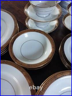 4 Complete 7 Piece Place Settings Noritake Goldkin Fine China Gold Trim VGC